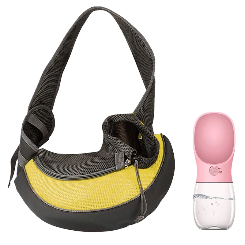 Yellow with Bottle Pet Puppy Carrier S/M Открытый Путешествия собака сумка сетка Оксфорд один комфорт слинг Сумочка Сумка - Цвет: Yellow with Bottle