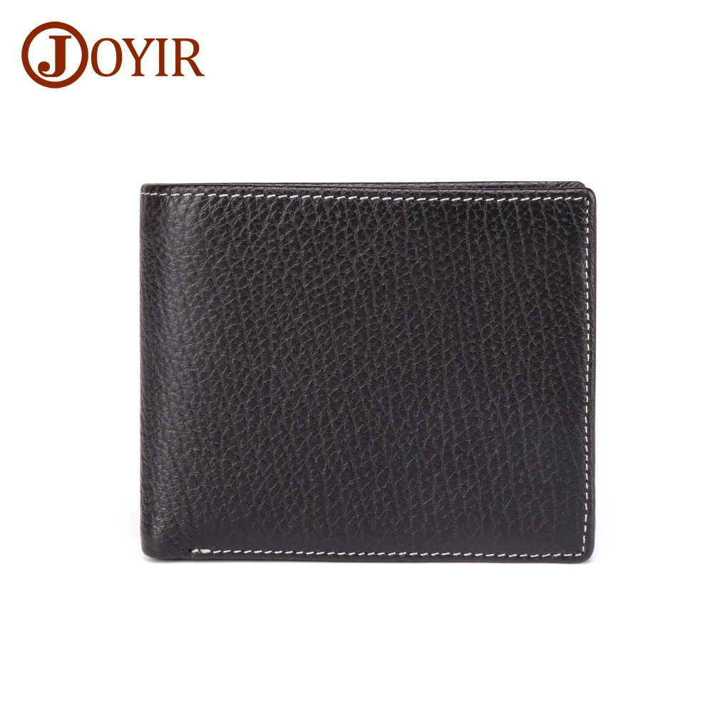 

JOYIR New Genuine Leather Men Rfid Zipper Wallet Male Portomonee Short Wallet Coin Purse Business Credit Card Holder Men Wallet