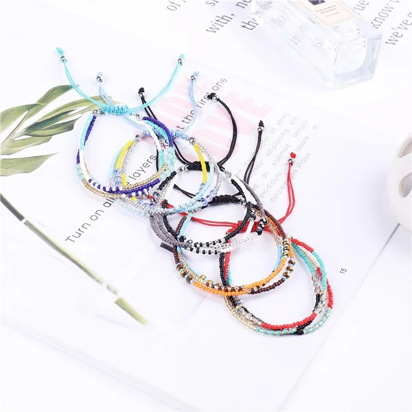 

Vintage Bohemian Friendship Bracelet For Women Ethnic Colorful Beaded Stacked Adjustable Length Couple Accessories