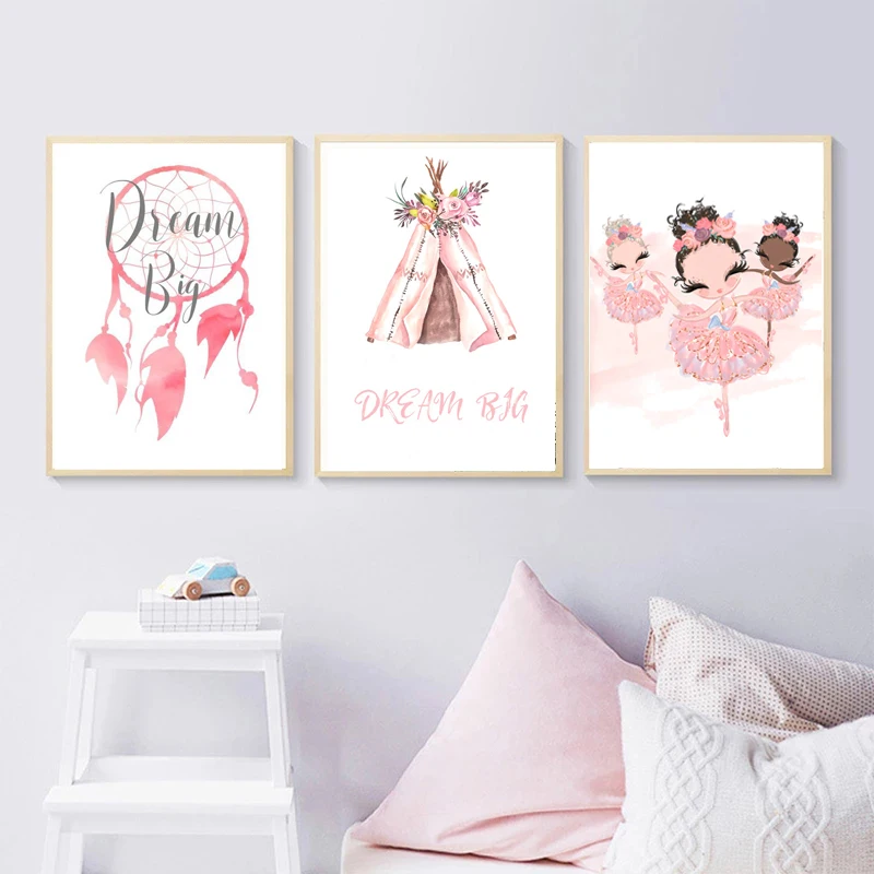 Постер в скандинавском стиле для балерины фламинго Королла палатка детской