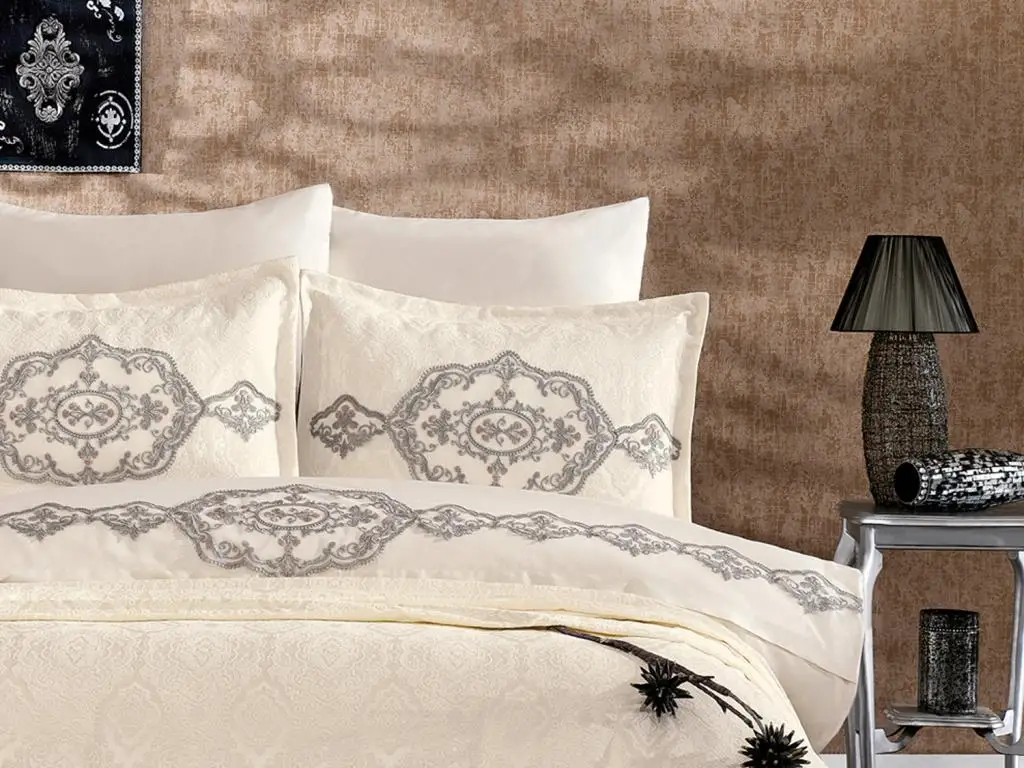 

eyizdiyar Livza French lace Bridal Set Ecru Silver