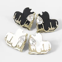 digadagu metal rhinestone heart shaped earrings womens popular exaggerated stud earrings party accessories
