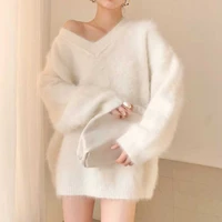 gentle style mink velvet womens sweater sweet oversize pull sweater 2022 winter women lazy loose korean new warm sweater tops