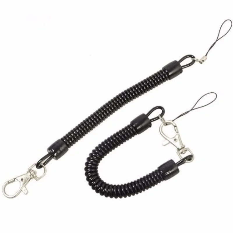 

2 Pcs Spring Rope Mobile Phone Hanging Rope Anti Loss Telescopic Rope Elastic Rope Metal Key Ring