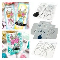 hot sale floral vase cutting dies stamps stencil scrapbook diary decoration embossing template diy greeting card handmade
