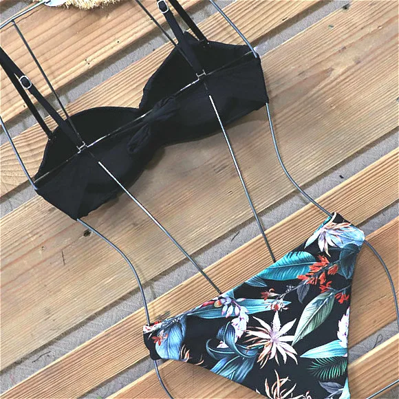 

AGOUTI Sexy Bikinis Women's Swimsuits Push Up Swimwear Women 2021 New Ruffle biquini Floral Print Bathing Suit Strap Beachwear