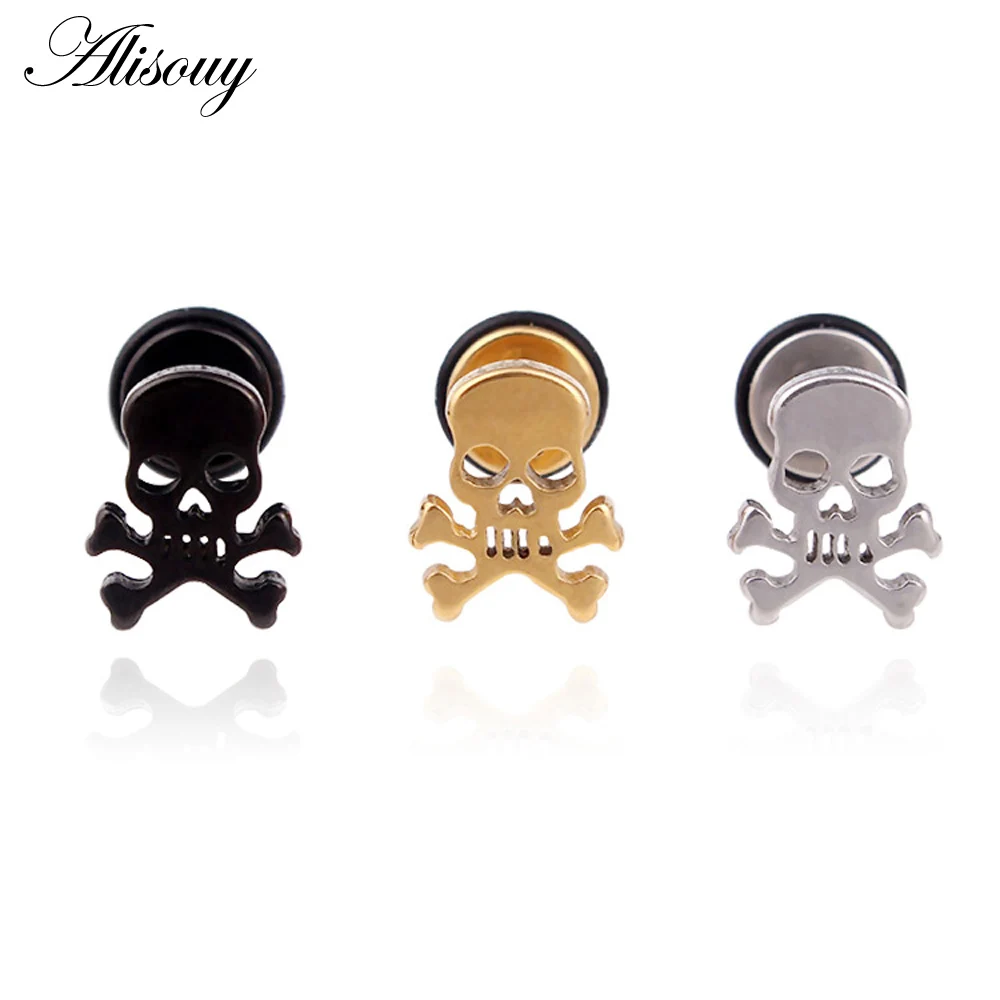 Мужской Винт из титановой стали черный/золотой/серебряный цвет 2 шт.|earring stainless