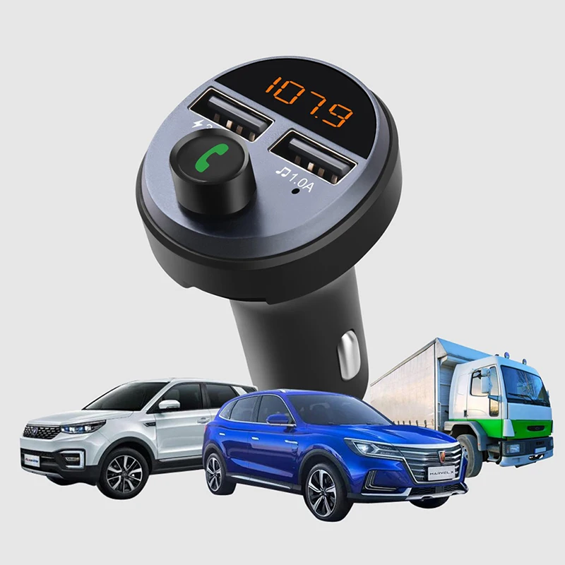 Автомобильное зарядное устройство USB, беспроводная гарнитура, Bluetooth 5,0, комплект, fm-передатчик, MP3 плеер, a, быстрая зарядка, двойное зарядное устройство USB, поддержка TF карты