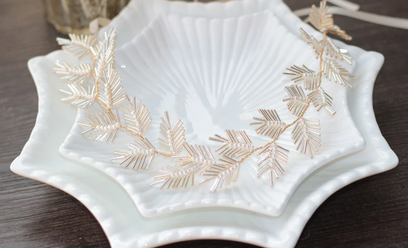 Золото головные уборы с жемчугом тиара ручной работы свадебные ободок для волос