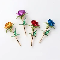 rose flower brooch fashion camellia painted enamel pin brooches women party accessories