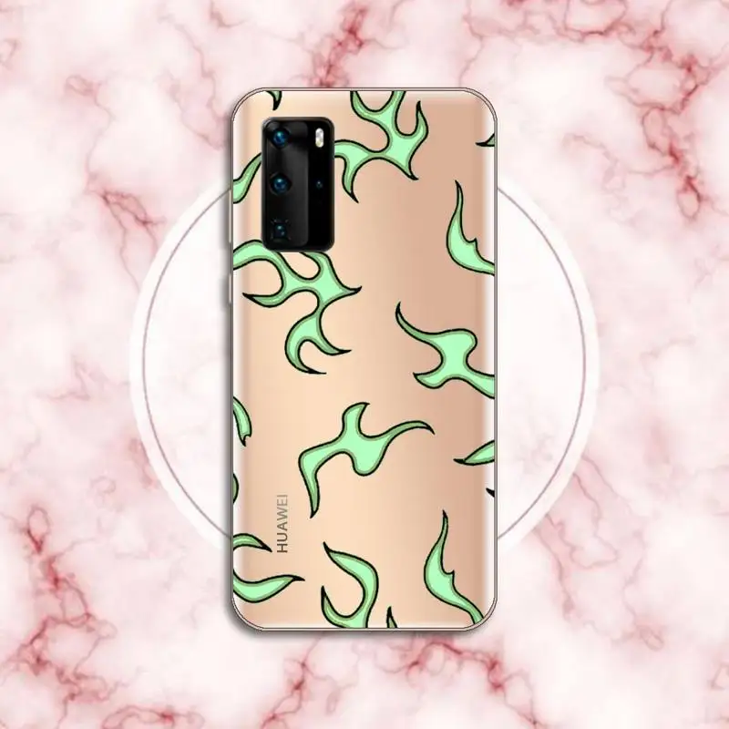 

Blue Flame Fire Artistic Phone Case Transparent for Xiaomi Redmi note 10 t 8 9 pro lite 11 Huawei P honor 20 30 40 smart 2019