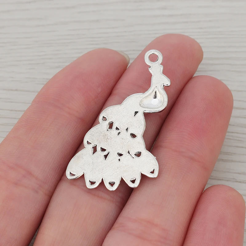 10 x тибетское серебро Птица Подвески в виде павлинов Кулоны из нержавеющей стали