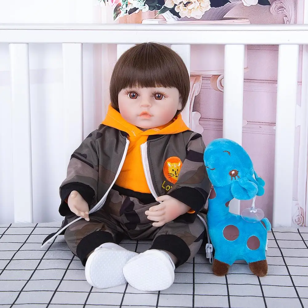 KEIUMI New Fashion 18 Inch Soft Silicone Reborn Baby Dolls Boneca Bebe Toys Cloth Body Birthday Gift Surprises | Игрушки и хобби