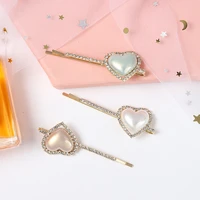 pearls star love heart metal sweet bangs hair clips crystal rhinestones hairpins for women korea accessories