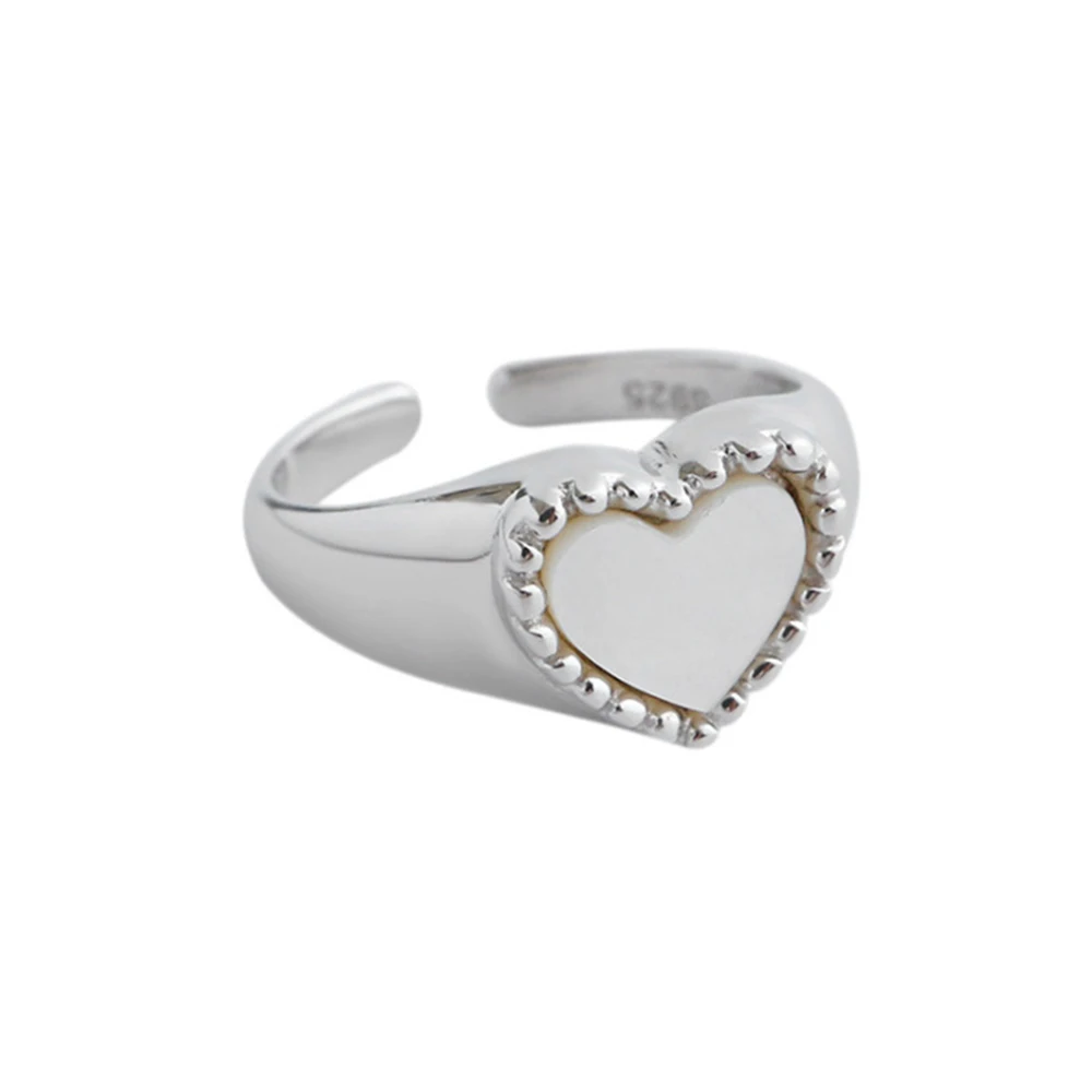 

Romantic Simple Silver Gold Color Heart-shape Metal Ring Fashion Cute Wedding Shell Color Ring For Women Punk Party Jewelry Gift