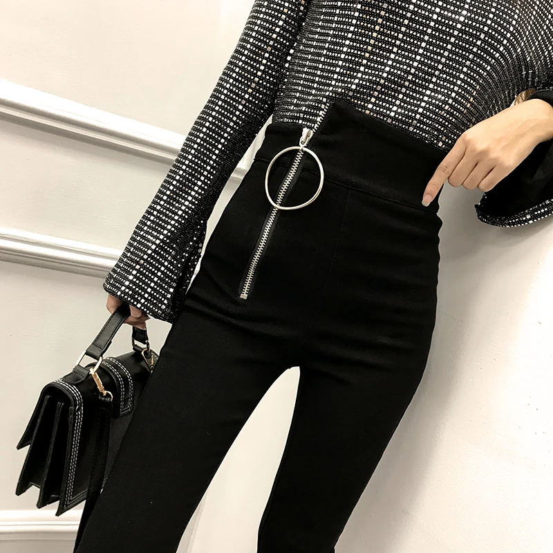 

2020 Spring Leggings Women's Stretch Magic Pants Slim Fit All-match Irregular Zipper High Waist Pencil Pants Plus Size Women