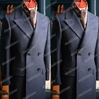 Мужской твидовый деловой костюм, двубортная Толстая куртка в английском стиле из смешанной шерсти, индивидуальный пошив, осеньзима 2021
