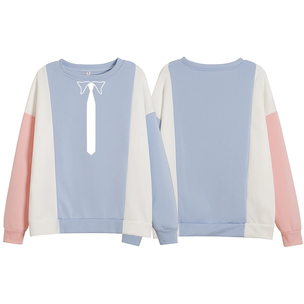 

Fashion Cute Patchwork Sweatshirts Womens Casual Cartoon Funny Tie Printed Long Sleeve Splice Hoodies Sweatshirt Tops Ropa Muje