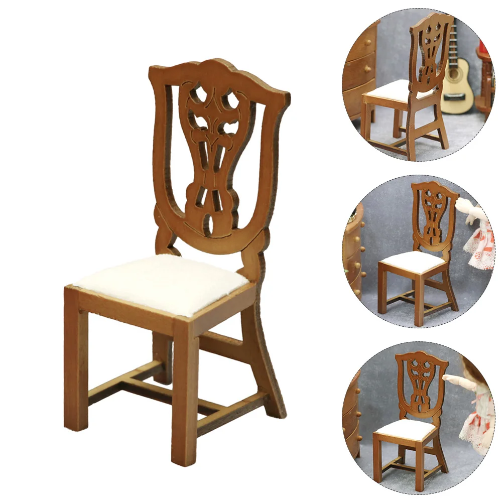 

1:12 Scale Miniature Study Bedroom Decoration Creative Writing Chair Model
