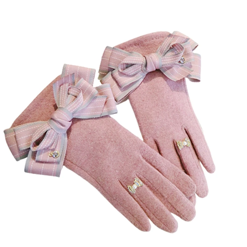 

Женские зимние разноцветные рандомные перчатки с закрытыми пальцами, милые декоративные утепленные терморукавицы для занятий спортом на о...