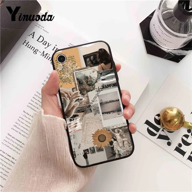 Yinuoda ins обои ТПУ черный чехол для телефона оболочка iPhone 5 5Sx 6 7 7plus 8 8Plus X XS MAX XR 10 11 Pro Max