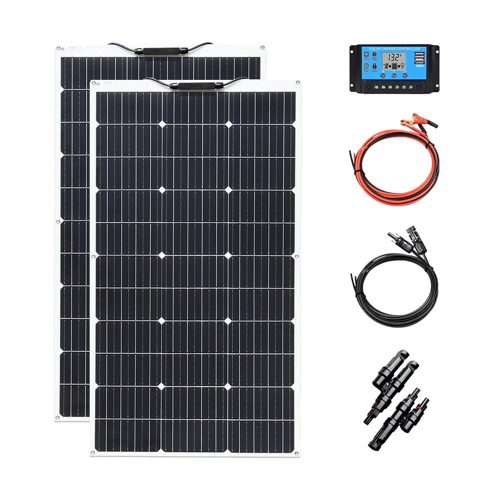 pannello solare 12v Nuovo 18V 100W 200W flessibile pannello solare dimensioni 955mm * 530mm kit pannelli solari per batteria 12V 24V caricabatteria per camper