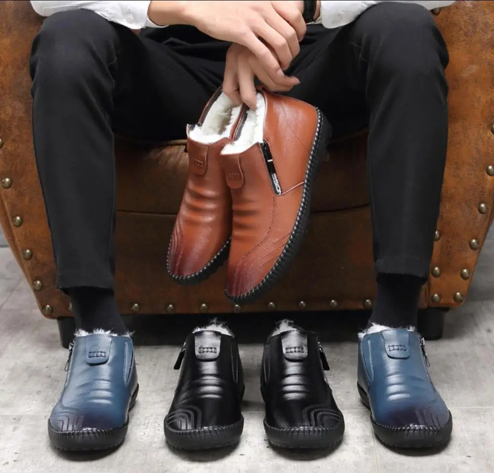 Мужские зимние ботинки челси из натуральной кожи сезон зима 2021 шерстяные
