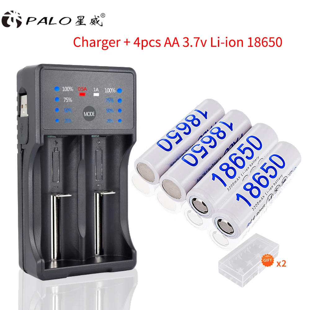3 7 v 18650 аккумуляторная батарея 3200mah Li Ion Reachargeable батареи со светодиодным зарядным