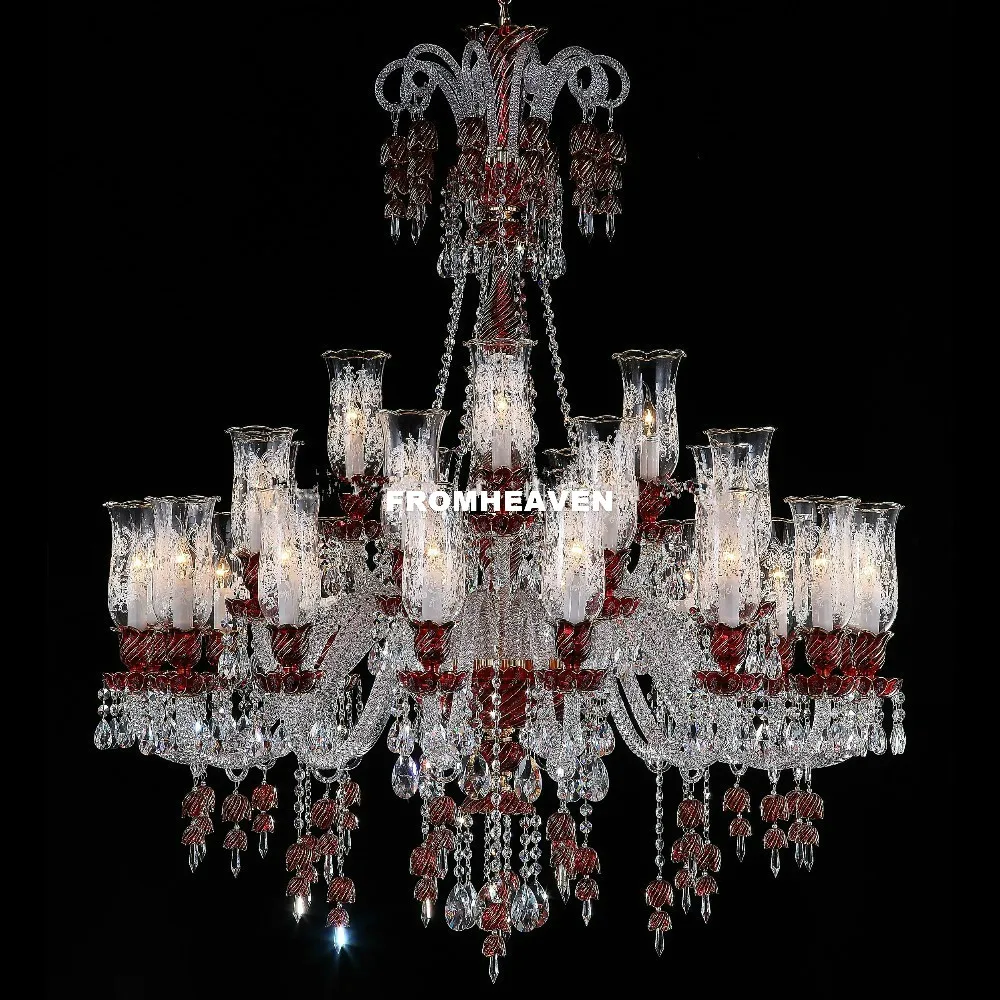Современная декоративная хрустальная люстра, люстры для гостиной, красные прозрачные подвески и люстры, домашнее освещение, внутреннее освещение