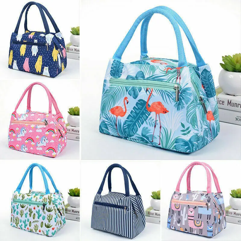 

8 Styles Hot 2020 Cartoon Printed Lunch Bag For Women Girl Insulated Thermal Cool Portable Tote Bags Picnic Food Box Storage Bag