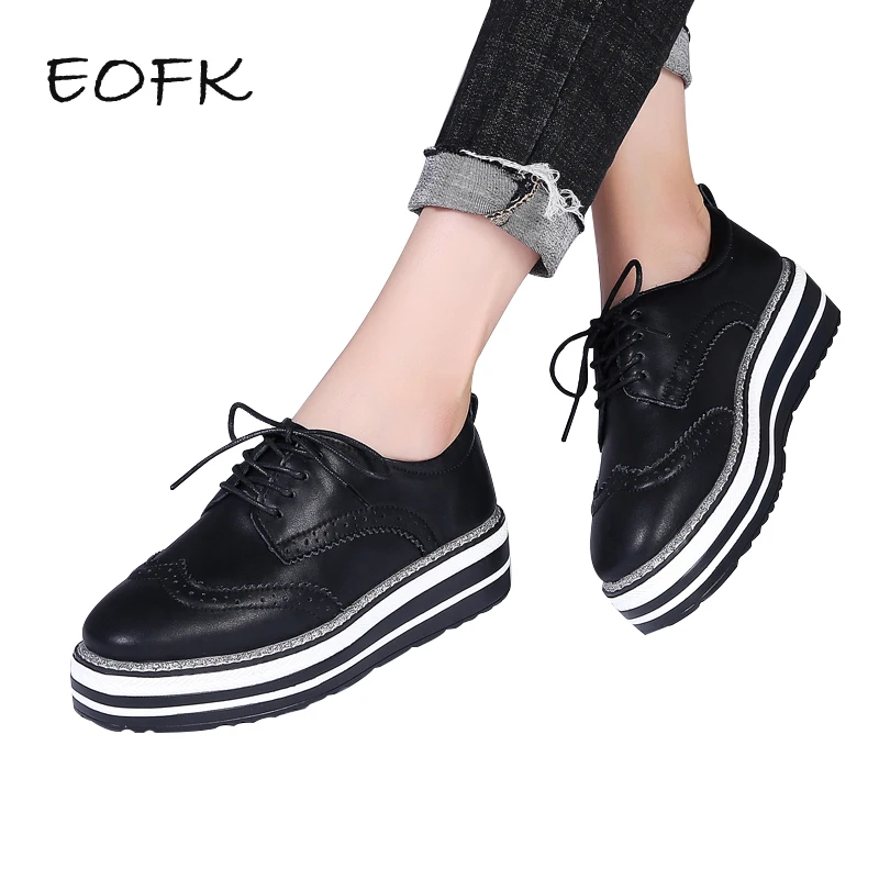 EOFK/Женская обувь в стиле дерби Женская зимняя повседневная с перфорацией типа