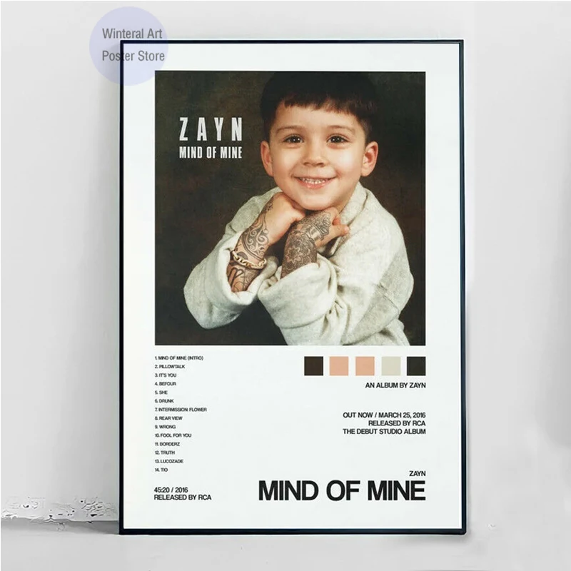 Музыка MT963 Зайн Малик Mind Of Mine Pop певец звезда альбом Настенная картина Картина на