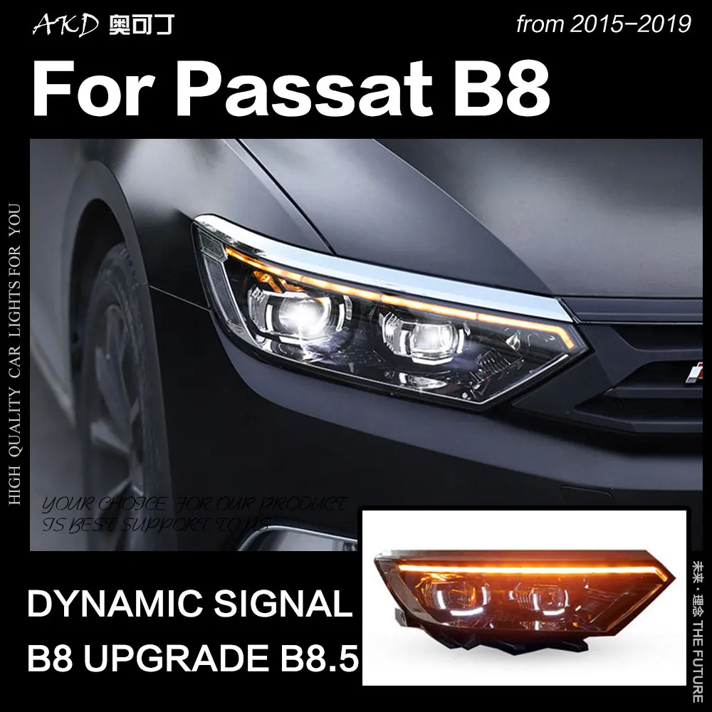 AKD автостайлинг фара для VW Passat B8 светодиодный ная 2015 2019 Magotan DRL Hid ангельский глаз