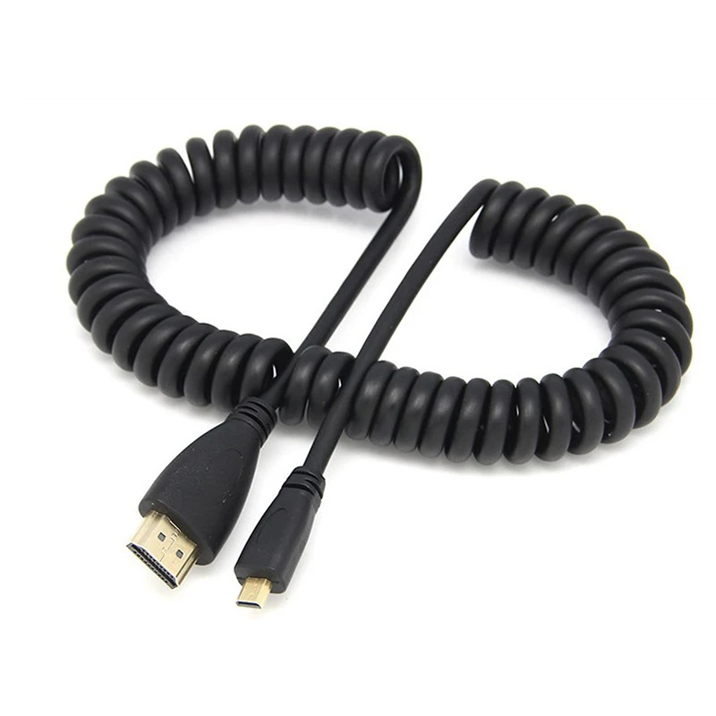 Высокоскоростной кабель Micro HDMI для с пружинным эластичным штекером мужчин и
