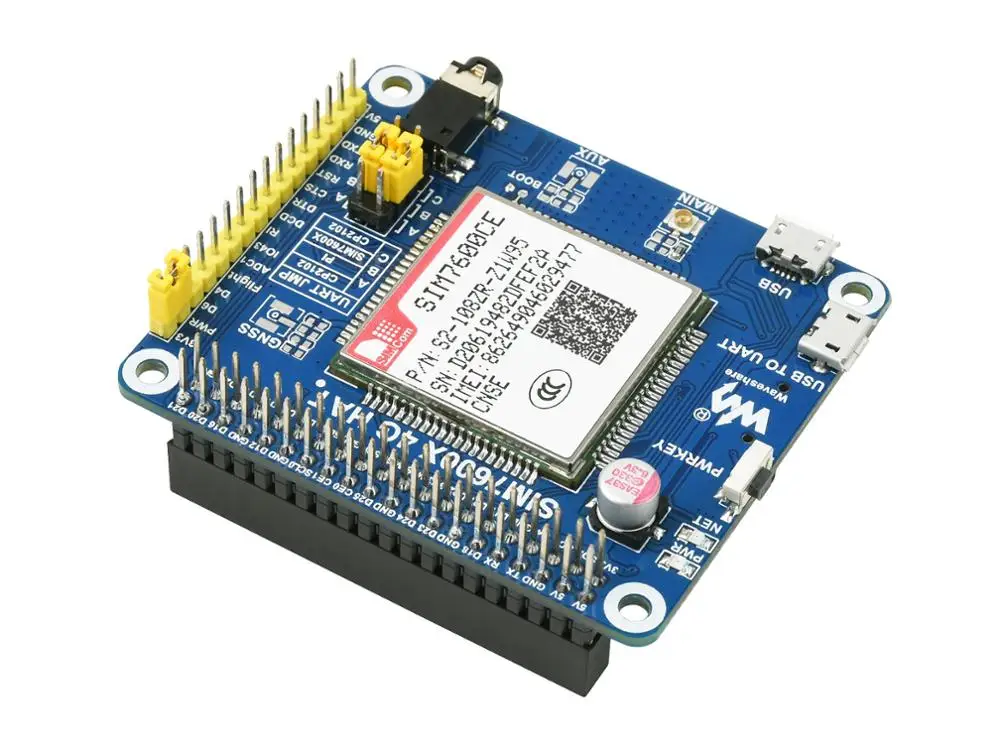Шляпа Waveshare SIM7600CE CNSE 4G для Raspberry Pi поддерживает связь / 3G/2G а также LBS