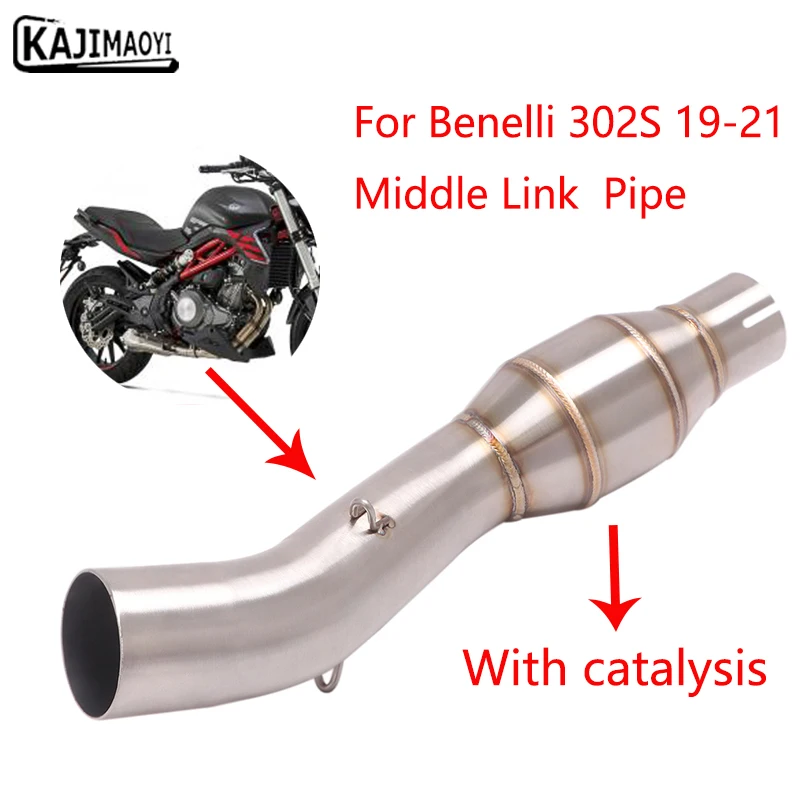

Motorcycle Exhaust System With catalysis Stainless Steel Middle Link Pipe Slip On For Benelli 302S 2019-2021
