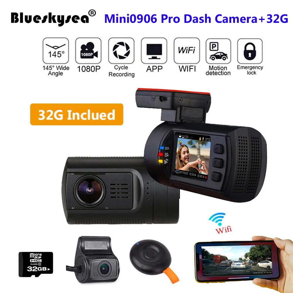 Видеорегистратор Blueskysea Mini 0906 Pro с Wi Fi и двумя камерами 1080P FHD|Видеорегистраторы| |