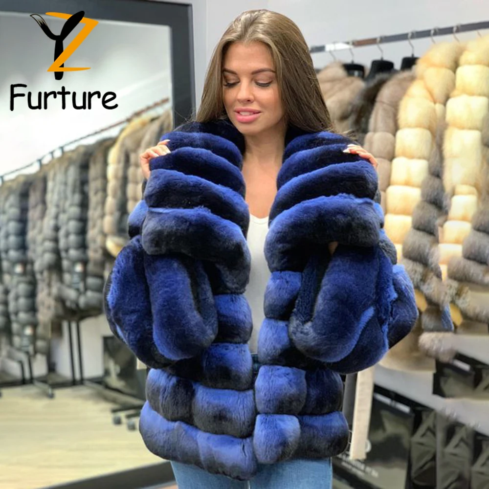 Новинка 2021 Женская куртка из кролика Рекс пальто натурального меха шиншиллы с