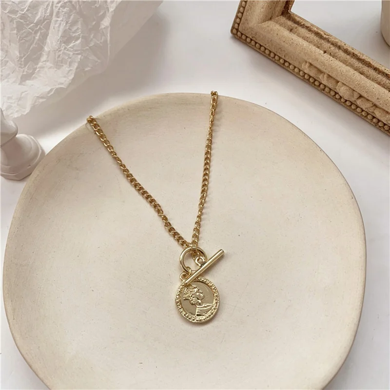 Женское Ретро стиль персонаж Аватар монета ожерелье с подвеской простое