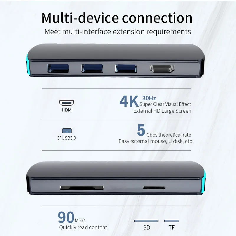 телефон usb type c концентратор 6 пор