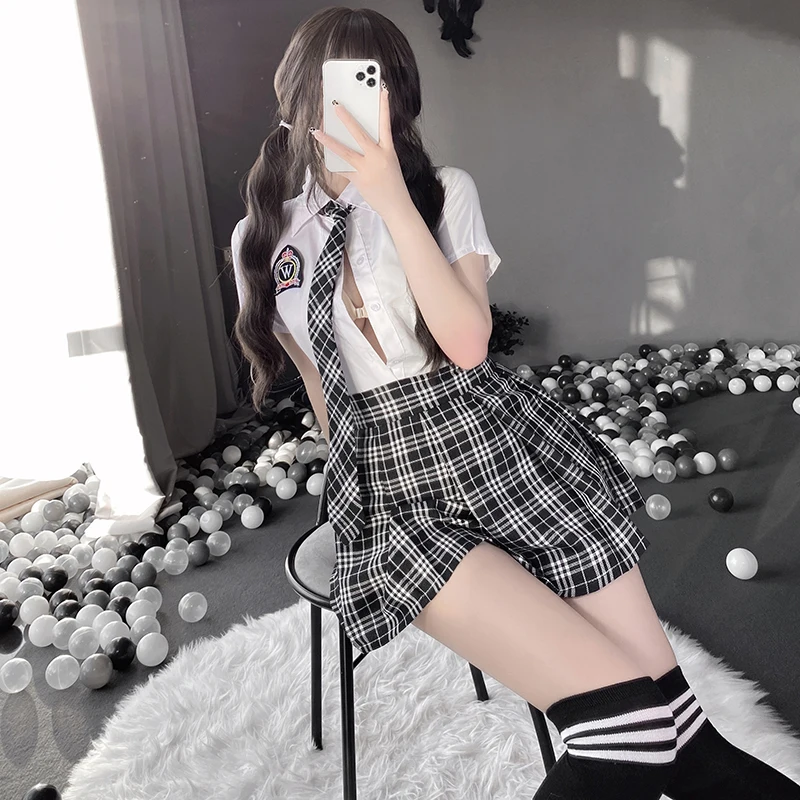 

Соблазнительное нижнее белье, костюм Pornos для женщин, школьная форма JK для японских студенток, плиссированная юбка для секса, наряды для роле...