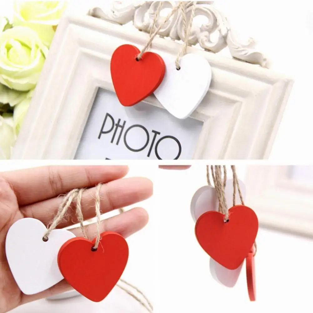 

10 PCS Heart Chalkboard Colorful Mini Wooden Heart Shaped Hanging Blackboard for Signs