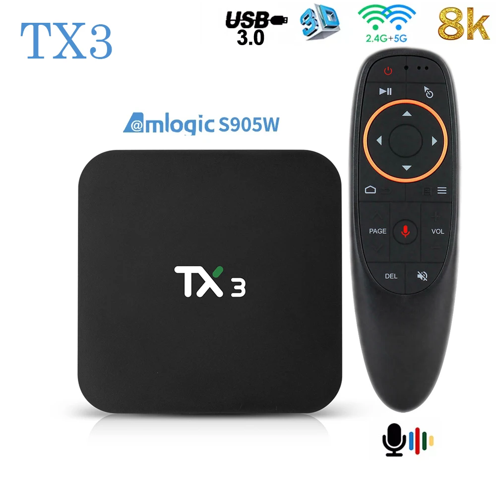 

Tanix TX3 Android 9.0 S905X3 8K Type 4GB RAM 32GB 64GB ROM 2.4G / 5GHZ BT H.265