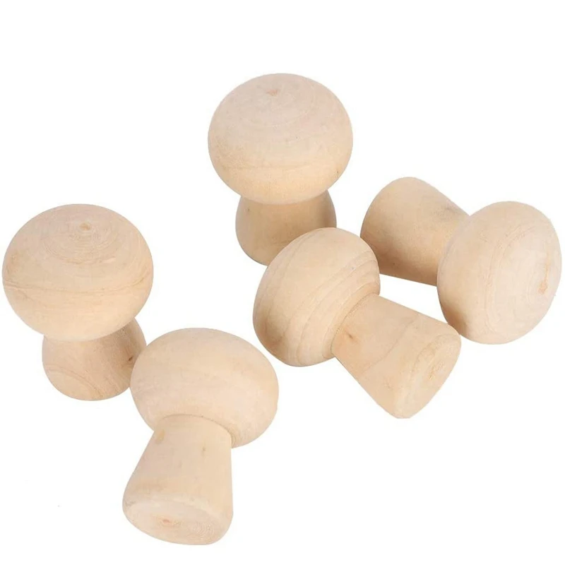 

20Pcs Wooden Mushroom Unfinished Wooden Peg Doll Bodies Wood Mushroom Head Shape Unfinished DIY Decoration for Art Craft