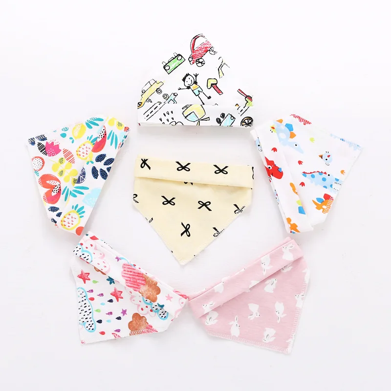 

Kids 5Pcs/Lot Baby Bandana Drool Bibs 100% Organic Cotton Bibs for Boys & Girls, Super Soft Absorbent Adjustable Feeding Bibs