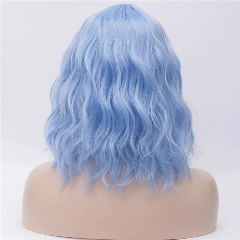 Многоцветный MSI Wigs, Короткие парики для косплея, фиолетовый, для женщин, кудрявый, красный, синий, парик с боковой челкой, зеленый, розовый, синтетический парик, жаростойкий - Цвет: Многоцветный