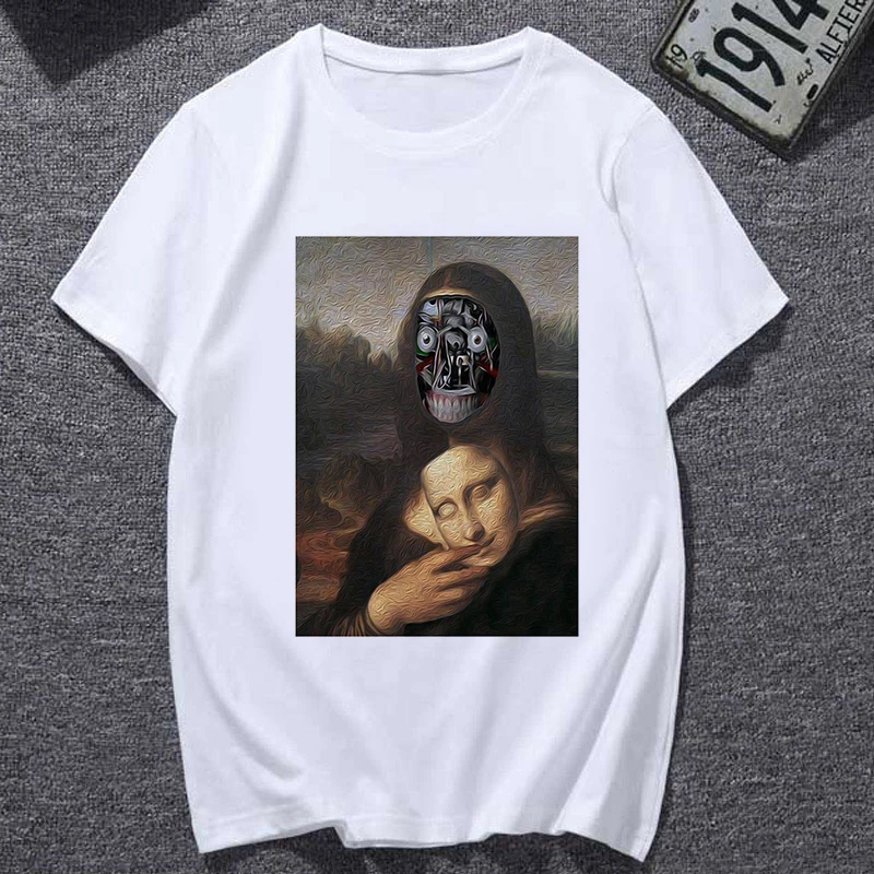 

2021 new Women summer spoof Mona Lisa Printed T-Shirts Women Aesthetics funny Tshirts Art Tee Hipster Grunge Top streetclothing