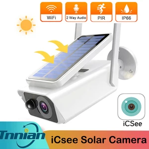 1080p hd solar ip security camera with pir motion sensor outdoor two way audio wireless wifi cctv video surveillance camera free global shipping