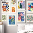 Винтаж абстрактный цветок Рынок холст картины Nordic настенные художественные плакаты и принты цветочные рисунки для Гостиная домашний декор