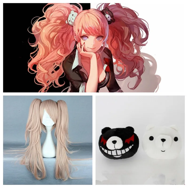 Новый аниме Danganronpa Косплей джунко эношима парик monokuma головной убор Хэллоуин
